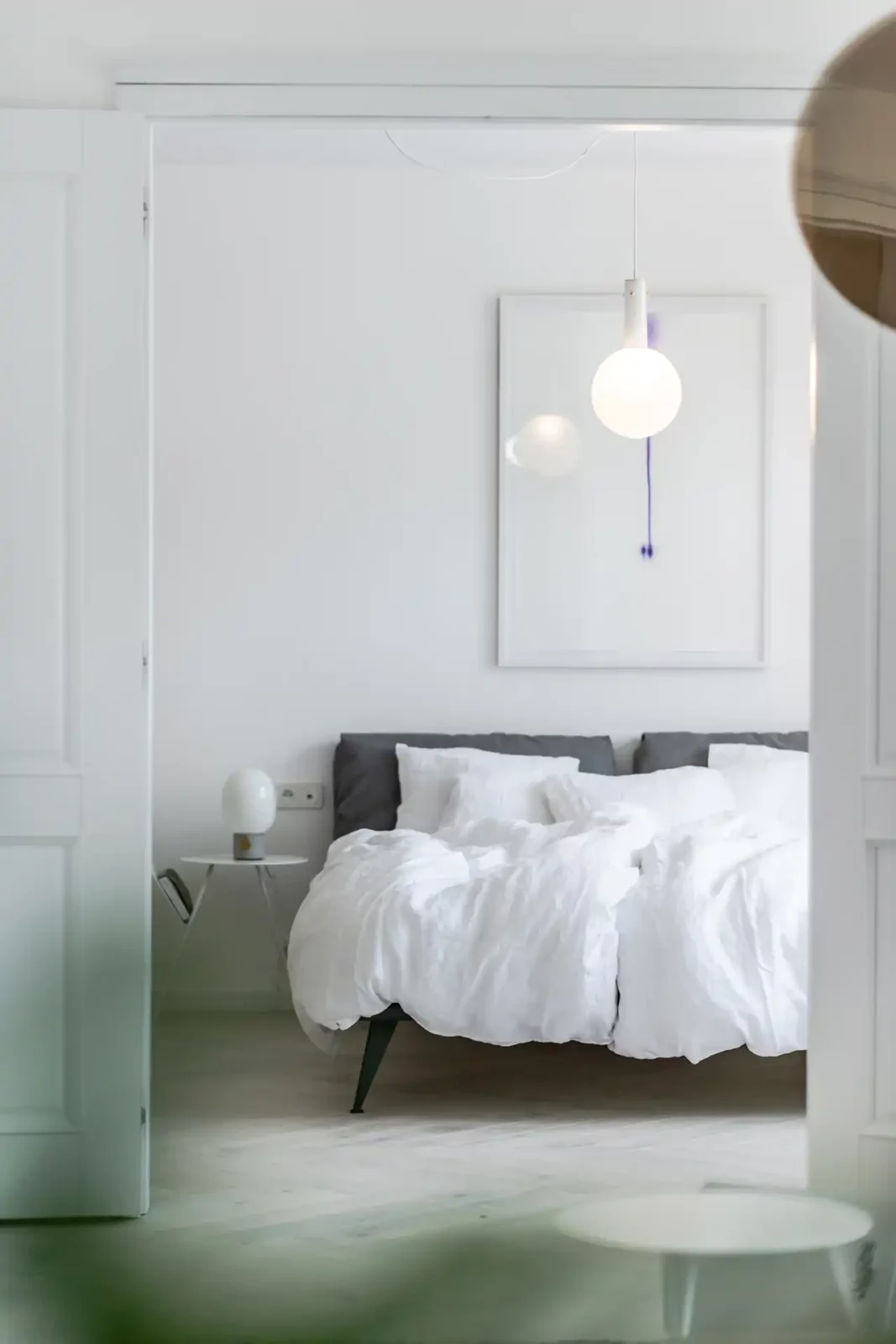 dechem sphaerae light matte white glass bedroom interior 1