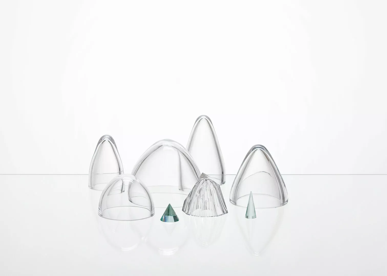 Transparent geometric shapes on white background