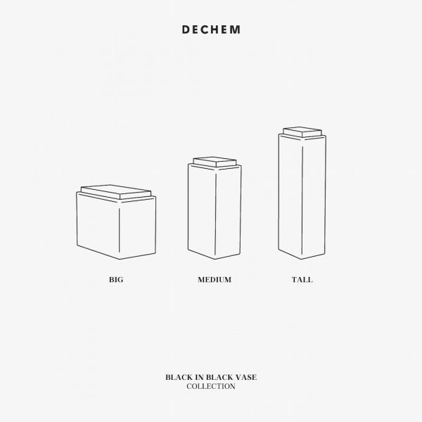 black in black vases