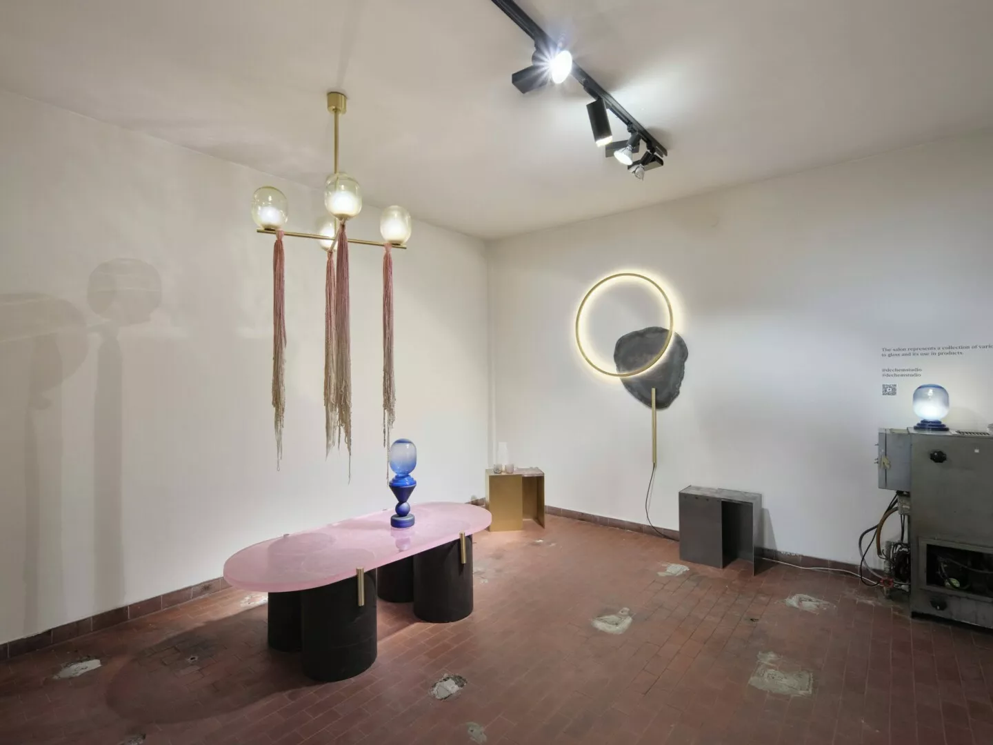 Modern art installation in minimalist gallery setting